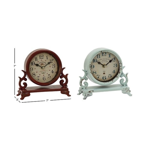 Black Metal Scroll Decorative Clock (Set of 2) - 7 x 3 x 7