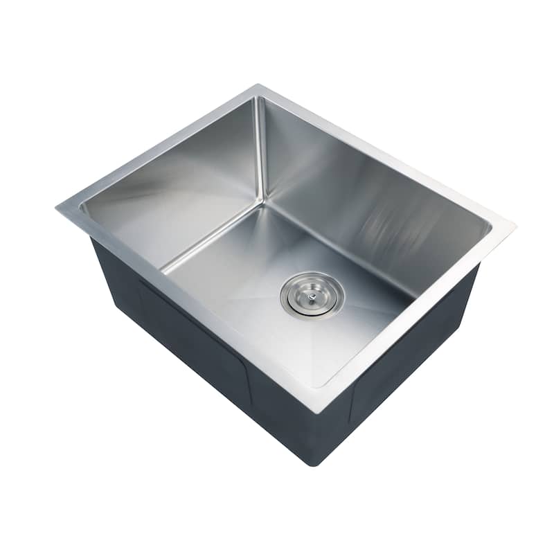 CB HOME 23" Drop-in Kitchen Sink, Undermount Single Bowl Kitchen Sink,Top mount Stainless Steel Kitchen Sink w/ Basket Strainer