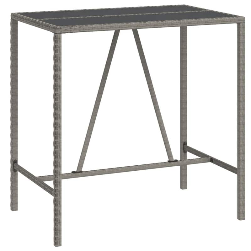 vidaXL 5 Piece Patio Bar Set with Cushions Black Poly Rattan - 15.7" x 17.3" x 42.5"