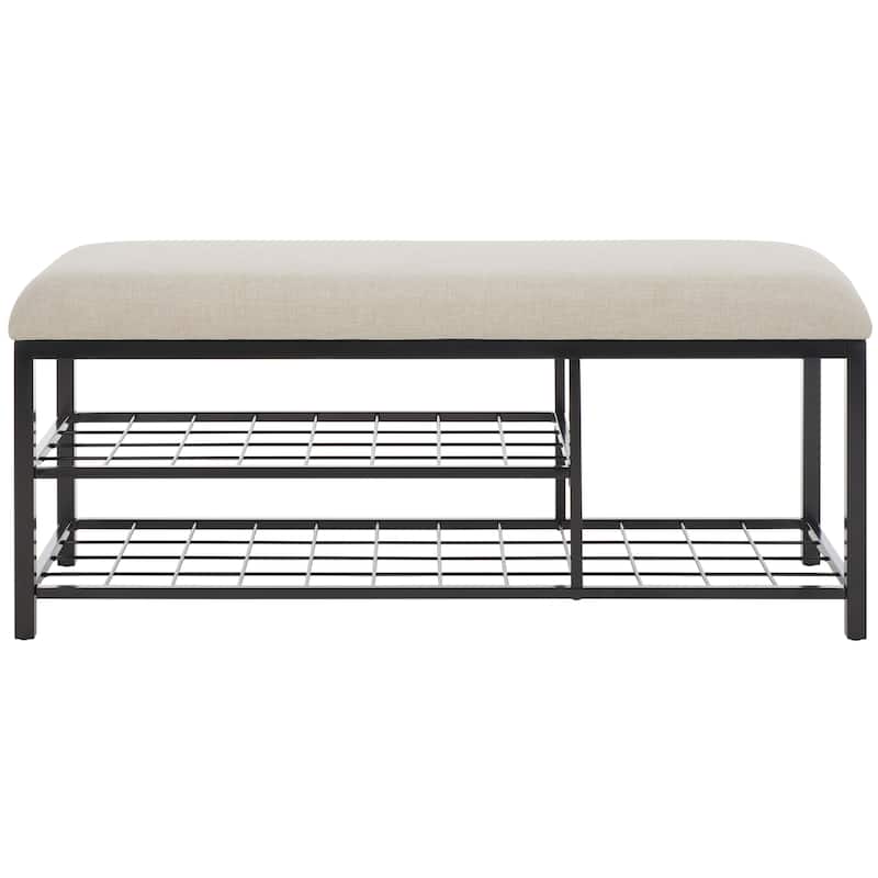 SAFAVIEH Yael Open Shelf Bench with Cushion - 42" W x 15" D x 18" H - 42Wx15Dx18H