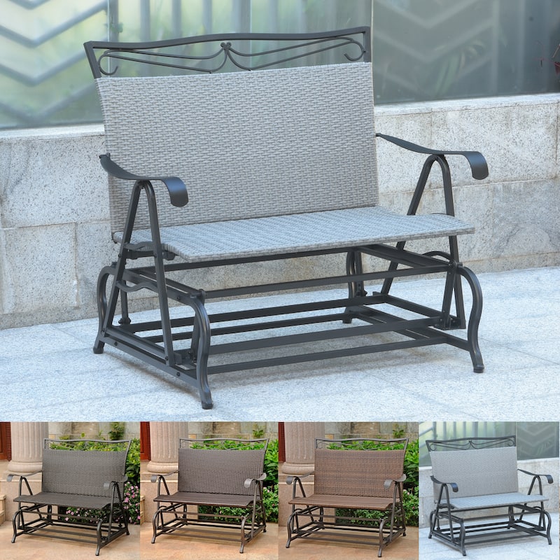 Valencia Resin Wicker/ Steel Frame Double Glider Bench