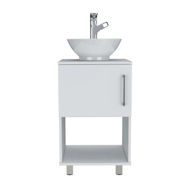 Freestanding Bathroom Vanity, One-Door Cabinet, Open Shelf, and Four Legs, 17.7-Inch - 17.7in L