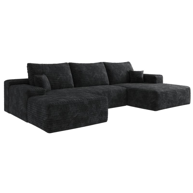 107" Cloud Sectional Sofa with 1 Ottoman,Modern Minimalist Upholstered