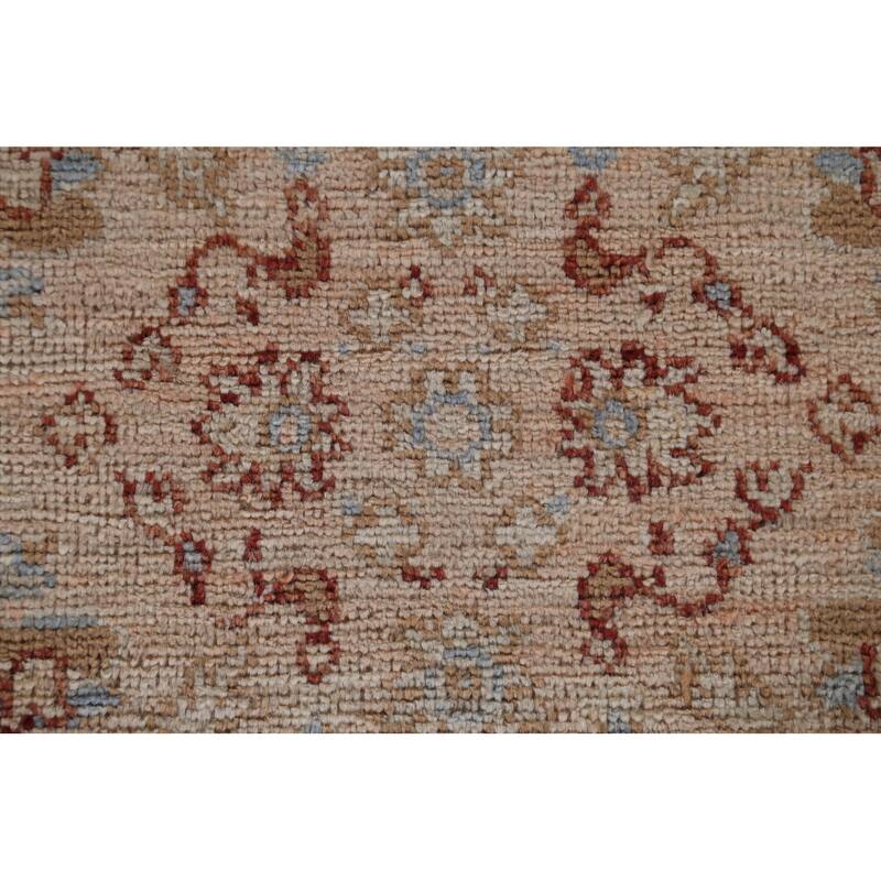 Hand Knotted Oriental 100% Wool Carpet Transitional Geometric Peach Oushak Area Rug - 3' 10'' X 2' 11''