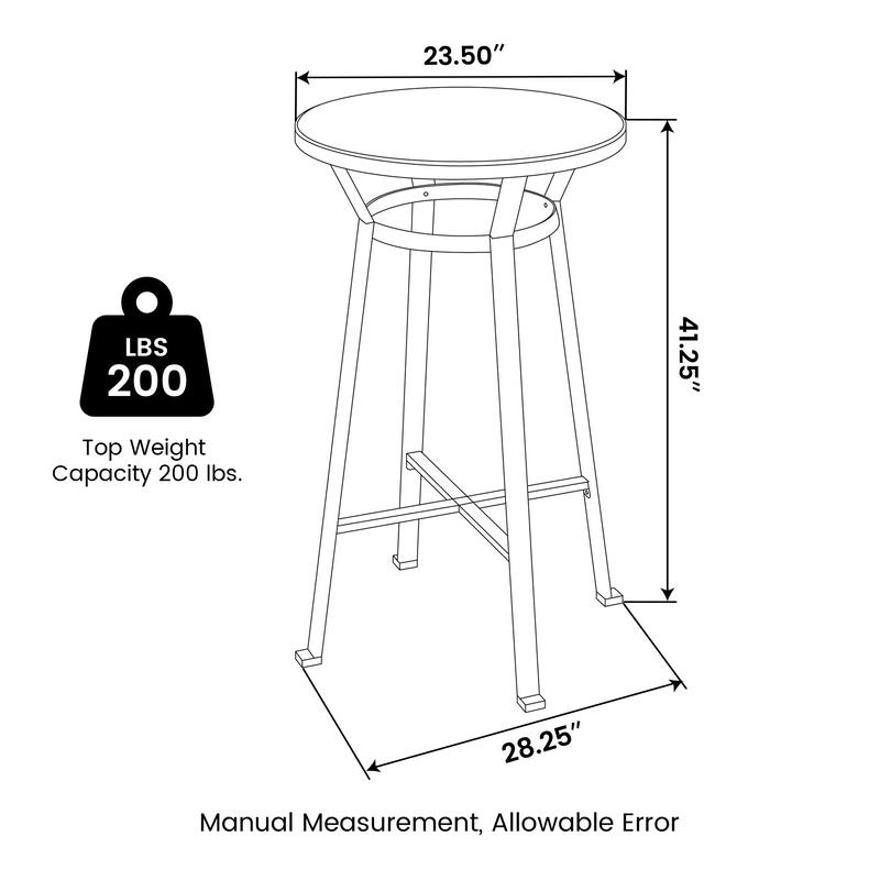 Glitzhome Farmhouse Elm Wood Top Steel Bar Stools Table Pub Set