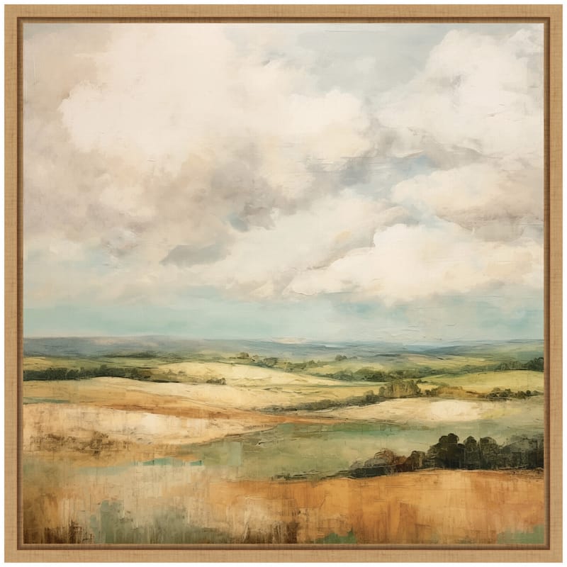 Kate and Laurel Sylvie Rolling Hills Abstract Landscape Framed Canvas by The Creative Bunch Studio