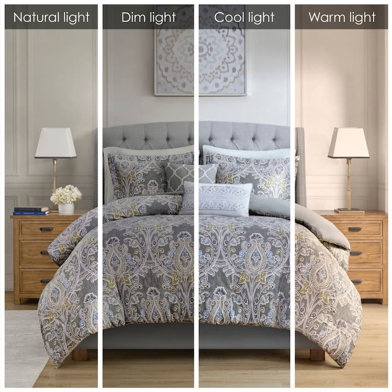 Harbor House Hallie Grey 5 Piece Cotton Duvet Cover Set