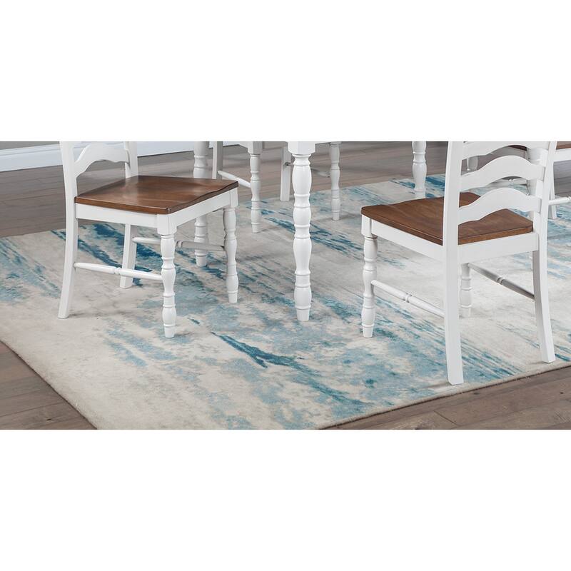 White 5-Pcs Dining Set Dining Table Chairs Unique Legs Natural wood Grain Look Top Kitchen Table