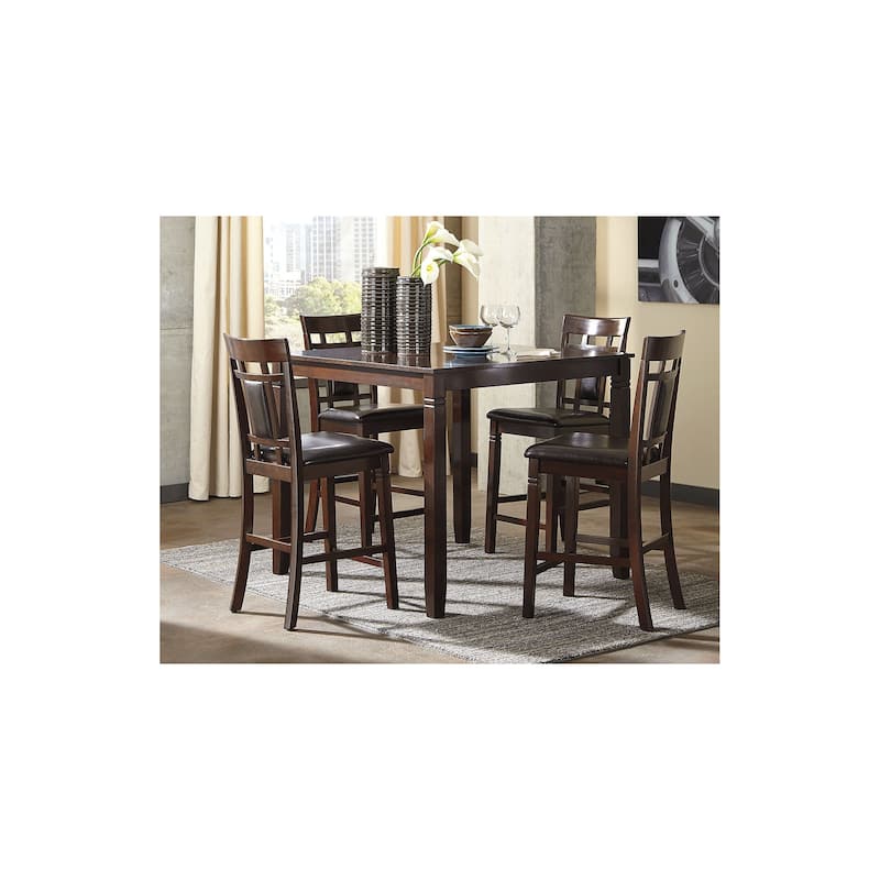 Signature Design by Ashley Bennox Brown Dining Table and Bar Stools - 42" W x 42" D x 36" H - Brown