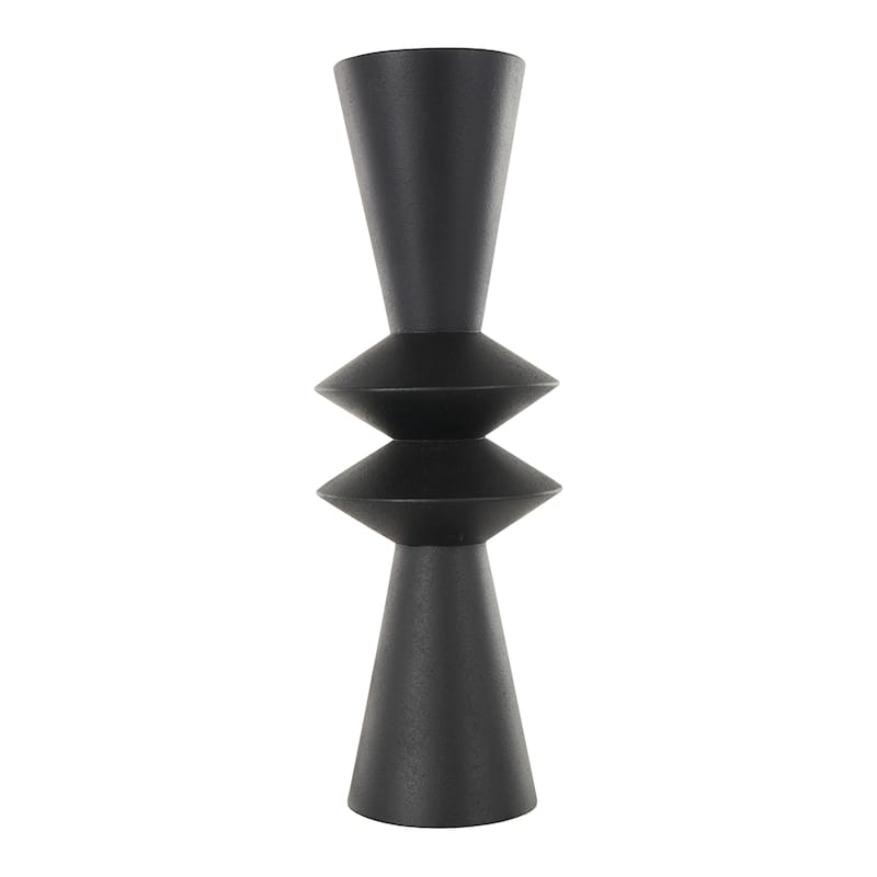 Metal Art Deco Fluted Decorative Vase - Black - Roche River Decor - 8"W x 8"L x 23"H