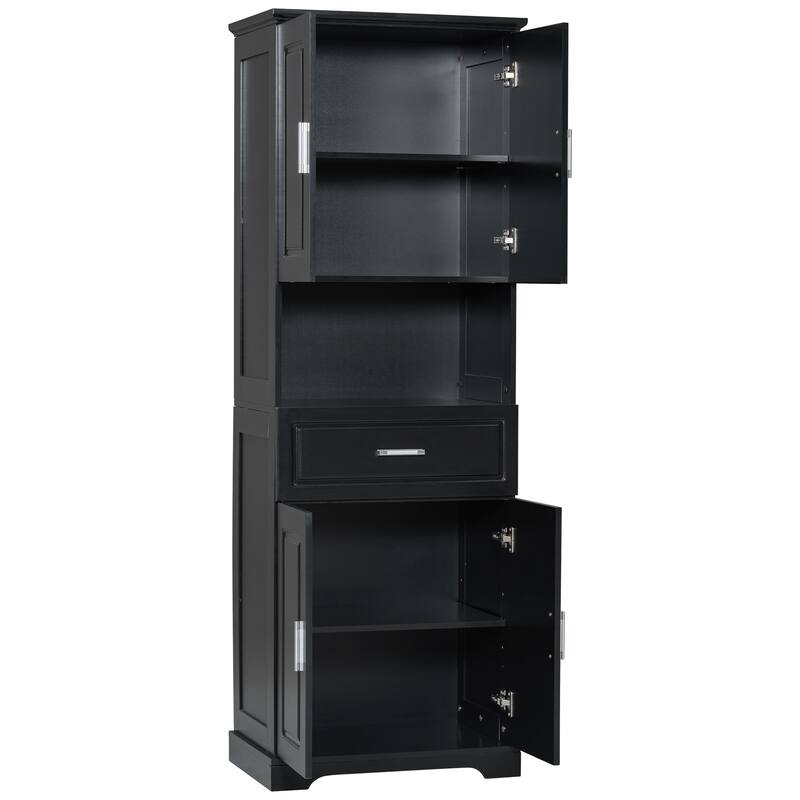 Tall Bathroom Storage Cabinet Office Cabinet with Doors and Adjustable Shelves, Bookcase with Anti-Tip Design