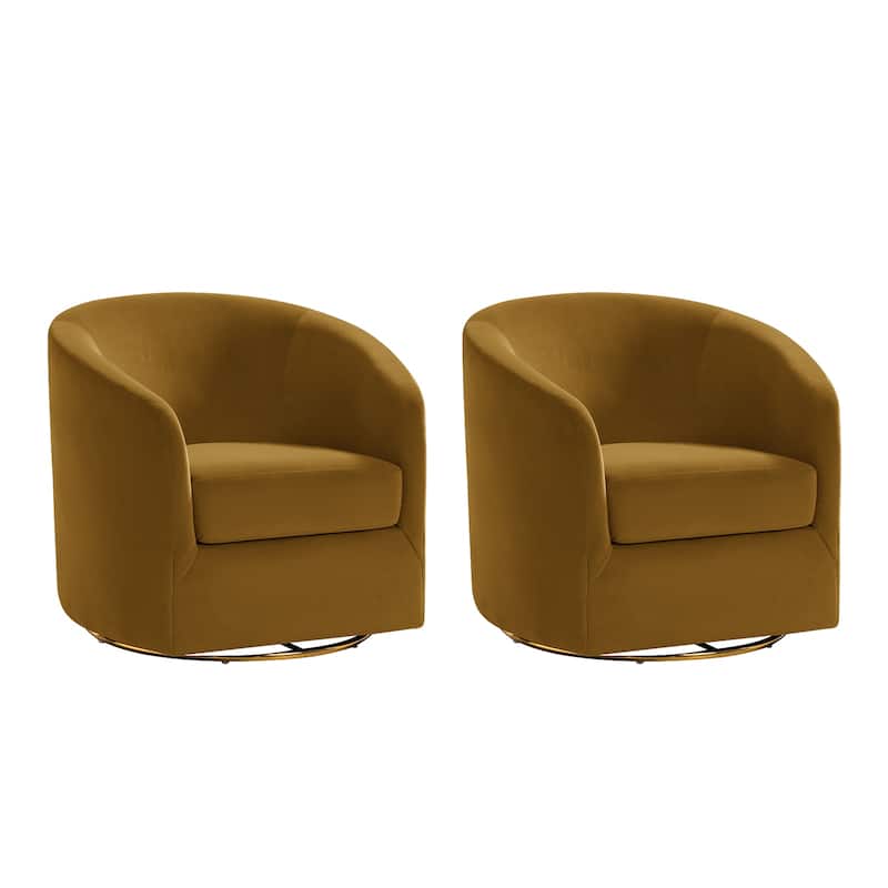 Eleuterio Modern Upholstered Swivel Accent Barrel Chair with Metal Base Set of 2 by HULALA HOME