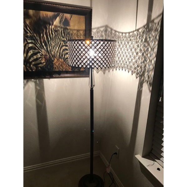 Garvan Rustic Bronze 1-Light Floor Lamp with Crystal Shade ...