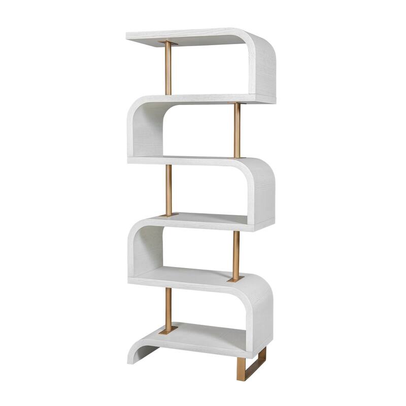 6-Tier Etagere Shelves - 80" - White and Brass Finished