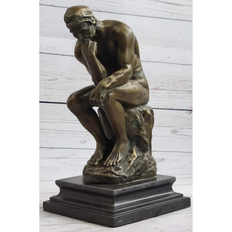 Large Rodin Famous The Thinker Bronze Marble Sculpture Art Deco Marble Figurine