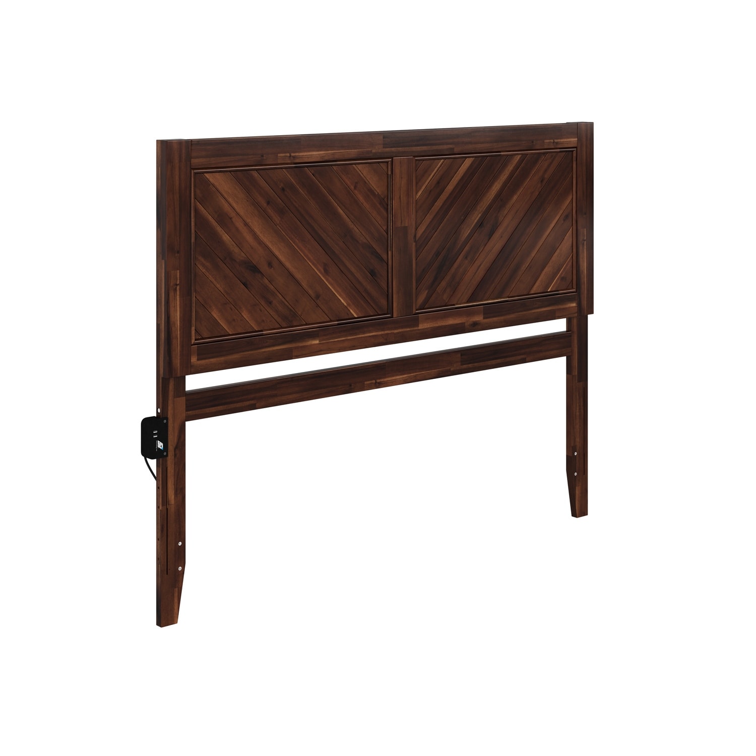Wood Headboard - Modern Chevron Design, USB Charger, Queen King Size Bed Frame