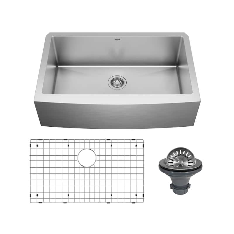 Karran Farmhouse/Apron Stainless Steel 33 in. Single Bowl Sink Kit
