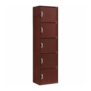 5 Shelf 5 Door Bookcase Slim Design Mahogany - 52 x 63 - Bed Bath ...