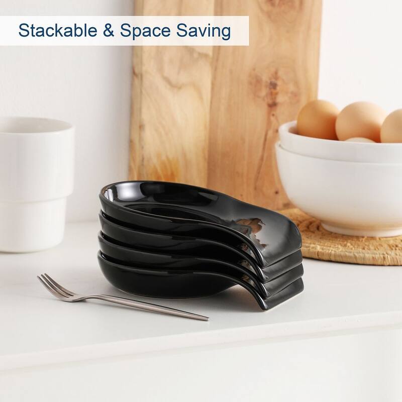 LOVECASA 2-Piece Porcelain Spoon Holder Utensil Rest for Kitchen - 5.5 " x 4.1"