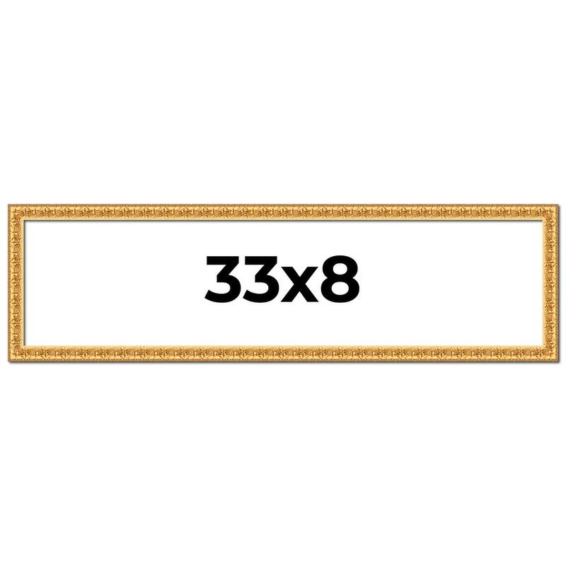 33x8 Frame Gold Real Wood Picture Frame Width 1 inches | Interior