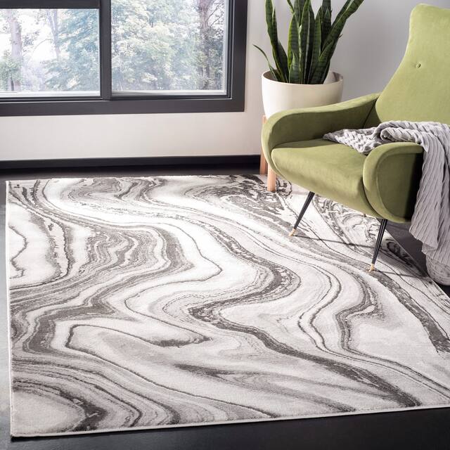 SAFAVIEH Craft Clytie Modern Abstract Marble Pattern Rug - 6'7" x 9' - Grey/Silver
