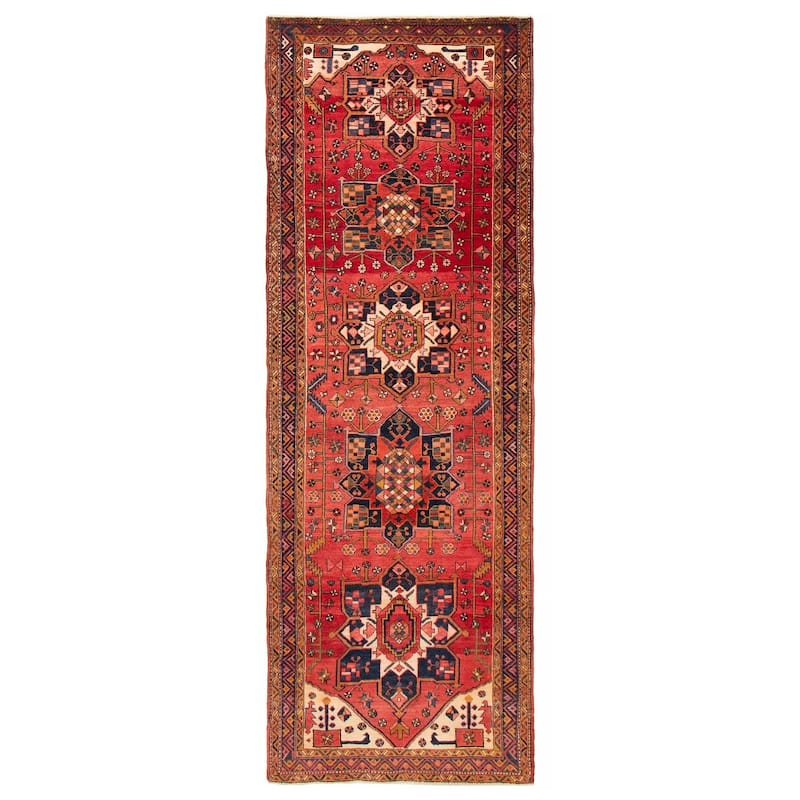 ECARPETGALLERY Hand-knotted Konya Anatolian Red Wool Rug - 3'10 x 11'0 - Red - 3'10 x 11'0
