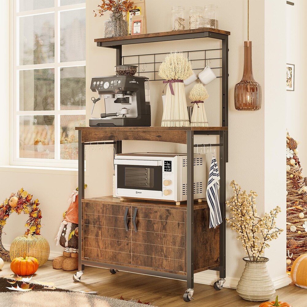 6-Tier Kitchen Bakers Rack with Hutch, Industrial Microwave Oven Stand —  Farmhouse Kitchen and Bath