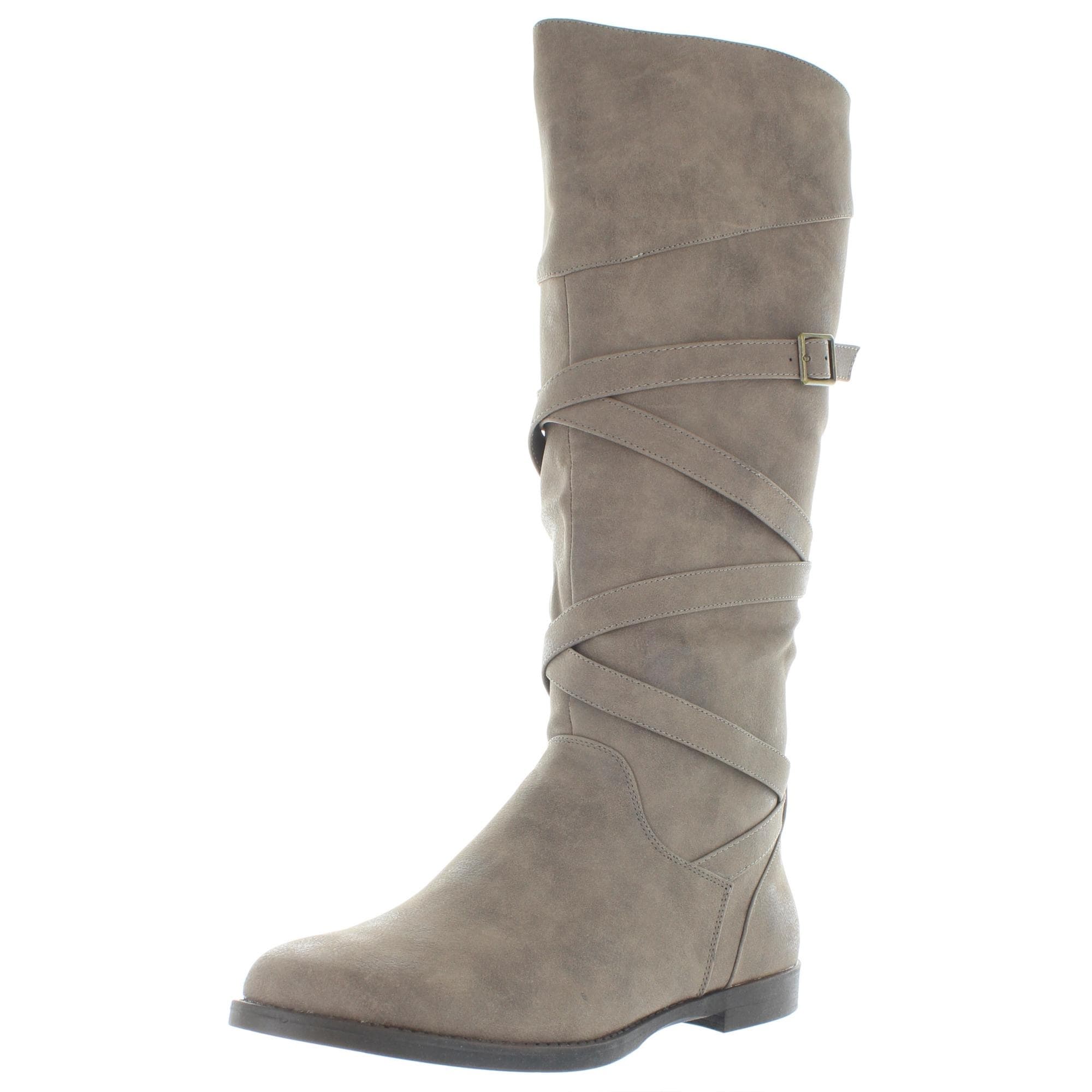 taupe leather knee high boots
