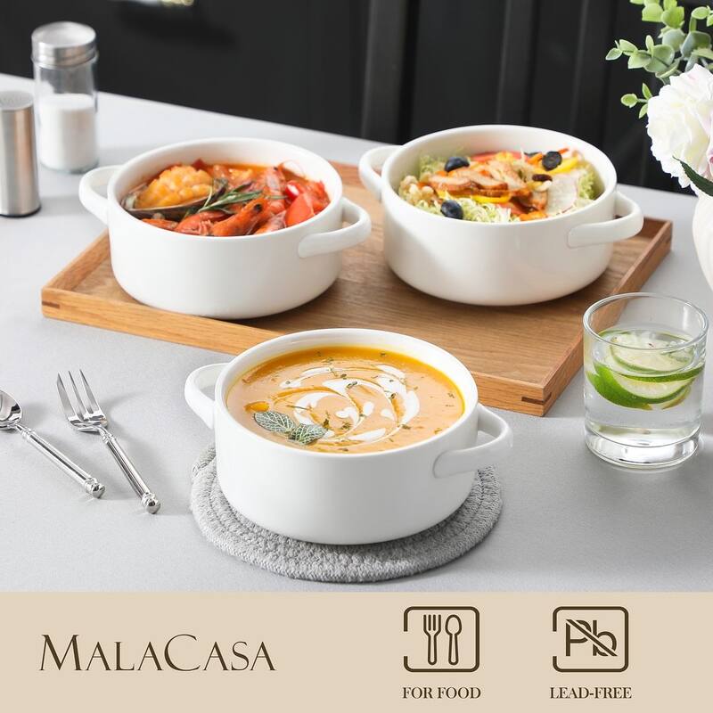 MALACASA REG Porcelain 4-Piecee Soup Bowl Set,Service for 4