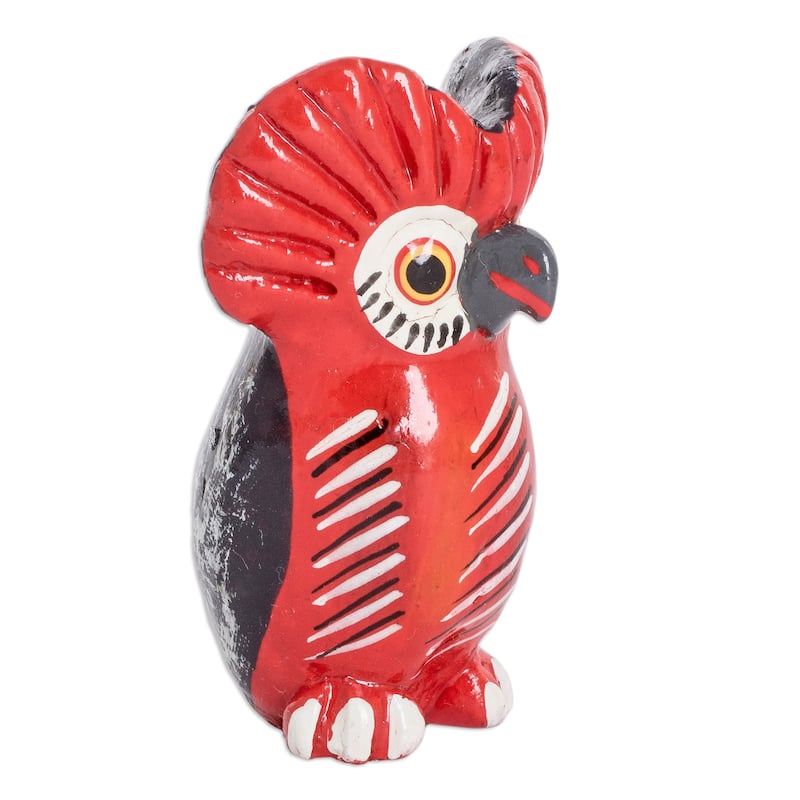 Novica Handmade Vibrant Tecolote Ceramic Figurine