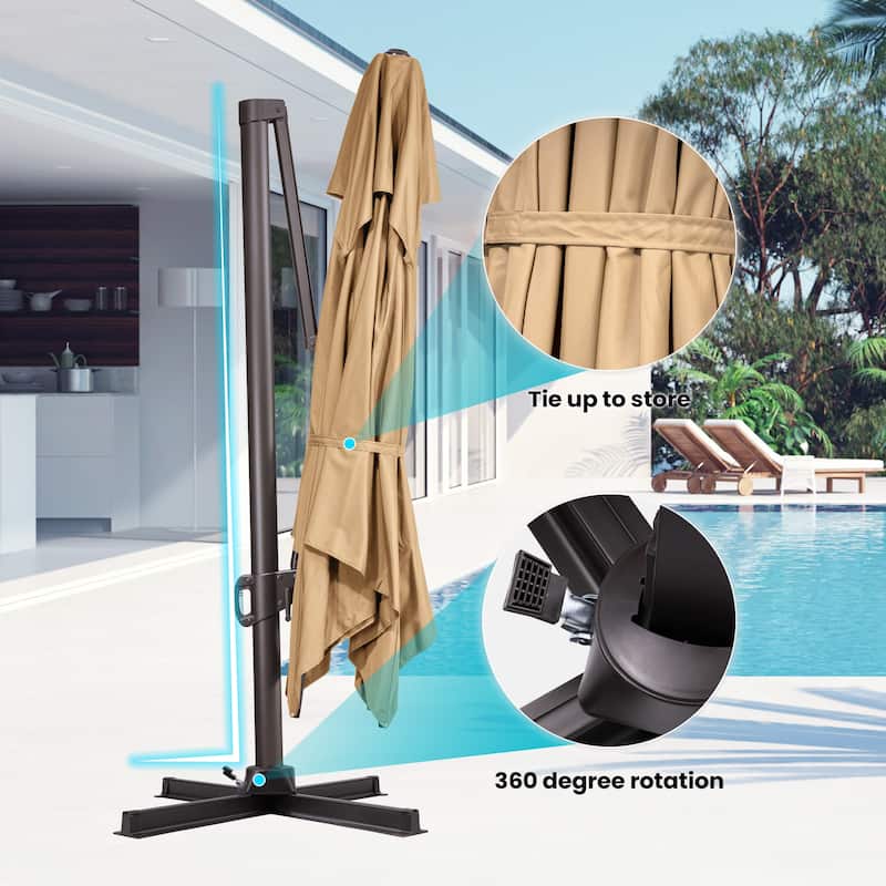 Pellebant 10 X 13 Ft Outdoor Patio Cantilever Umbrella with Base