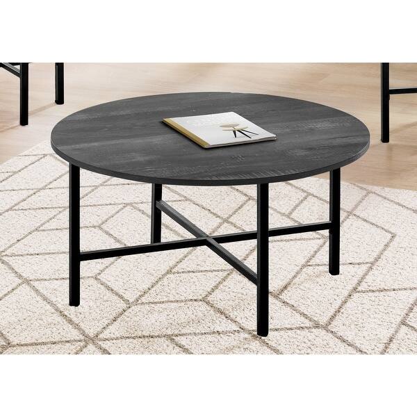 Set Of 3 Black Reclaimed Wood With Black Cross Metal Base Round Coffee Table And End Tables 35 5 On Sale Overstock 31765598