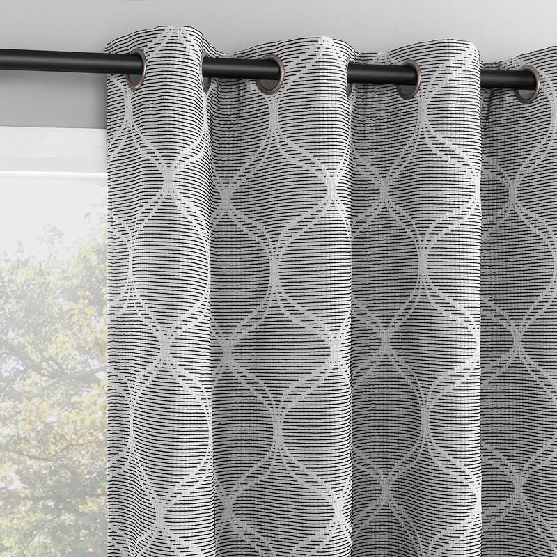 Sun Zero Tikal Woven Ogee Total Blackout Grommet 1-Piece Curtain Panel, Single Panel - 50" x 63" - Black