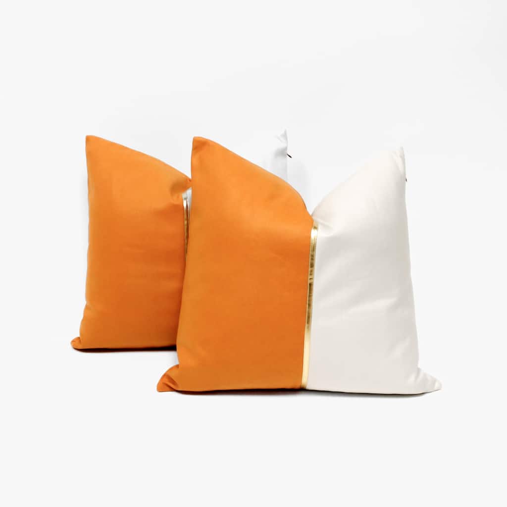 Glow's Avenue Square Two-Tone Faux Leather Throw Pillow Cover Set of 2