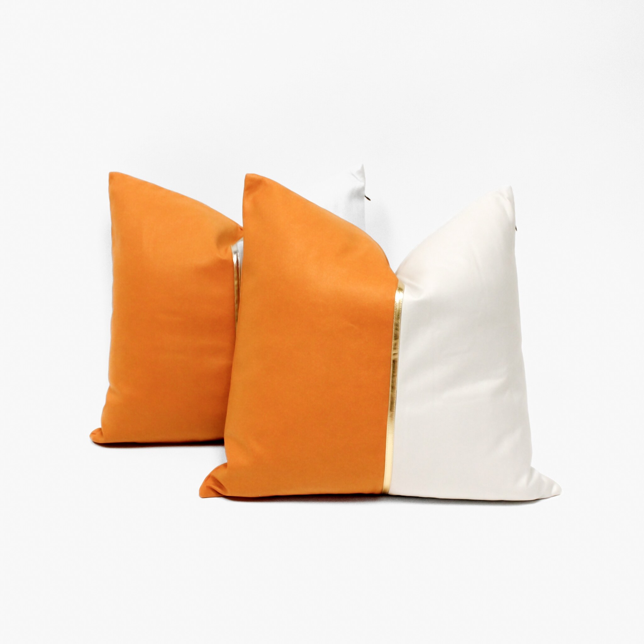 Orange sales leather pillows