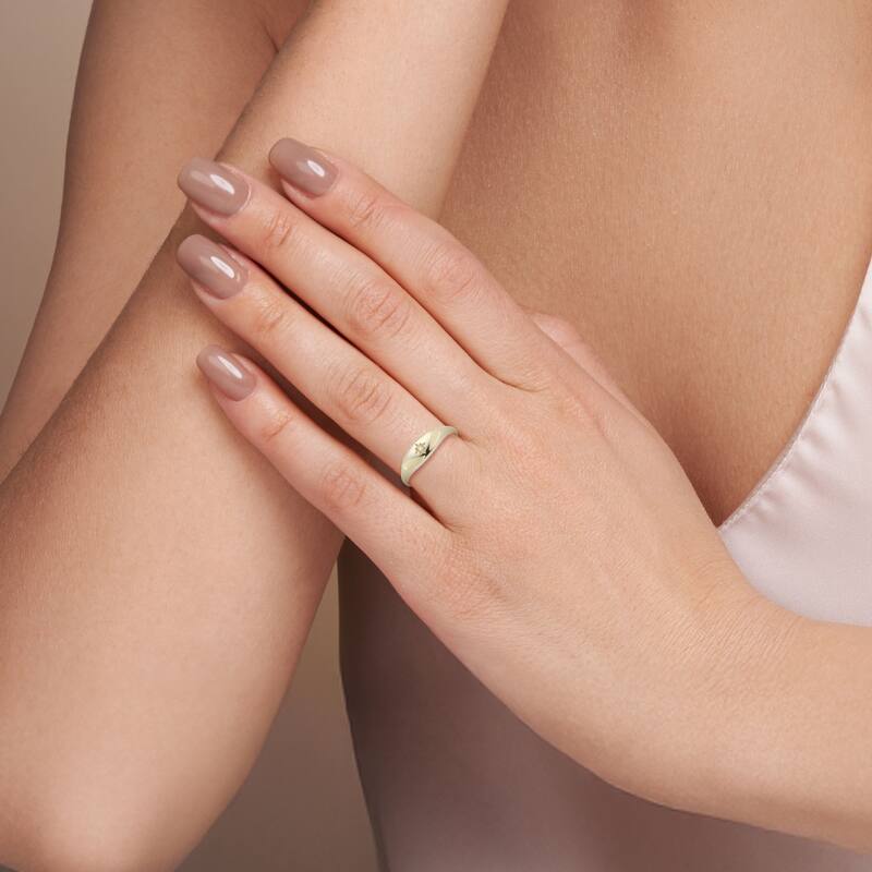 Soleil 14K Gold Diamond Signet Ring