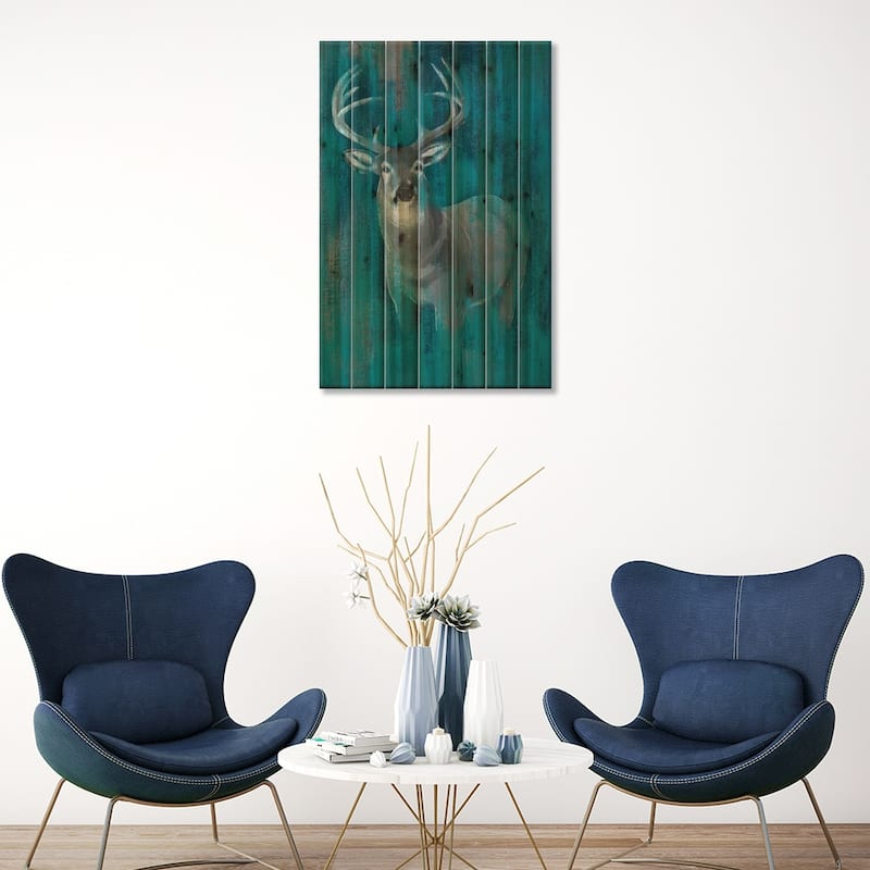 Contemporary White-Tail I Print On Wood by Grace Popp - Multi-Color
