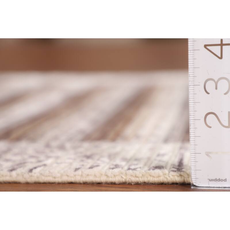 Striped Modern Accent Rug Handmade Abstract Wool Carpet - 2'9"x 5'0"