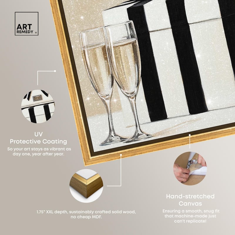 Black and White Striped Glam Canvas by Art Remedy