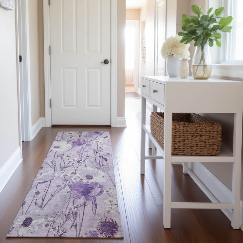 Premium Washable Super Soft Floral Mayfield Rug - Lavender - 2'3" x 7'6"