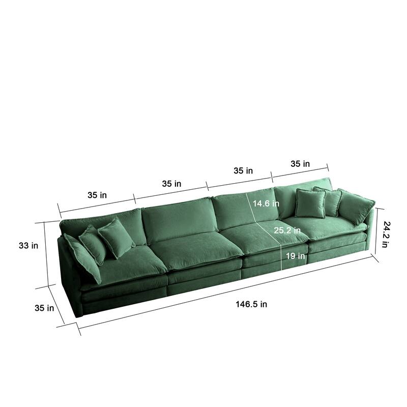 Modular Large U-Shape Sectional Sofa, Double Extra Ottomans, Comfort Chenille Upholstered Couch with Reversible Chaise