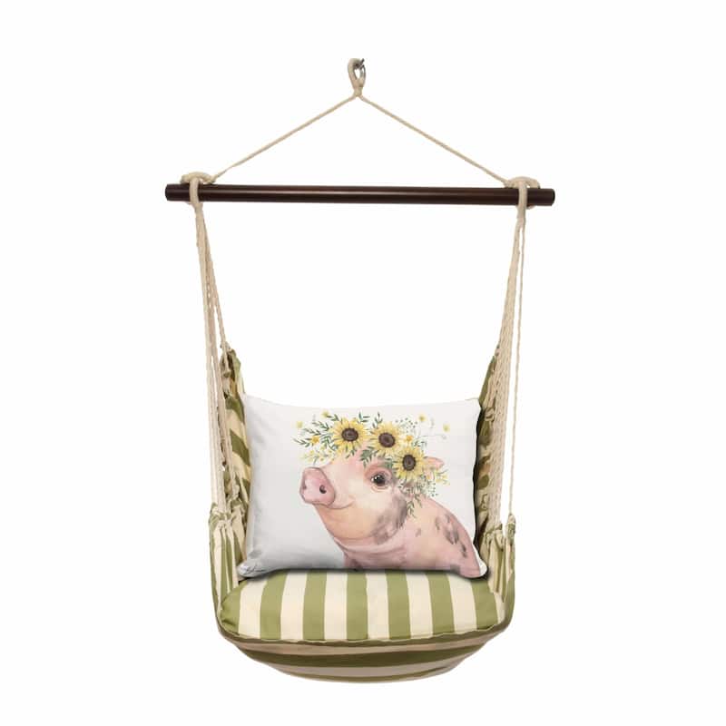 Magnolia Casual Swing Set 4 piece - Summer Palms Stripe w/ Pig with Sunflowers