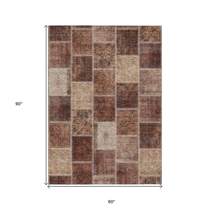 HomeRoots Patchwork Transitional Rectangle Outdoor Rug