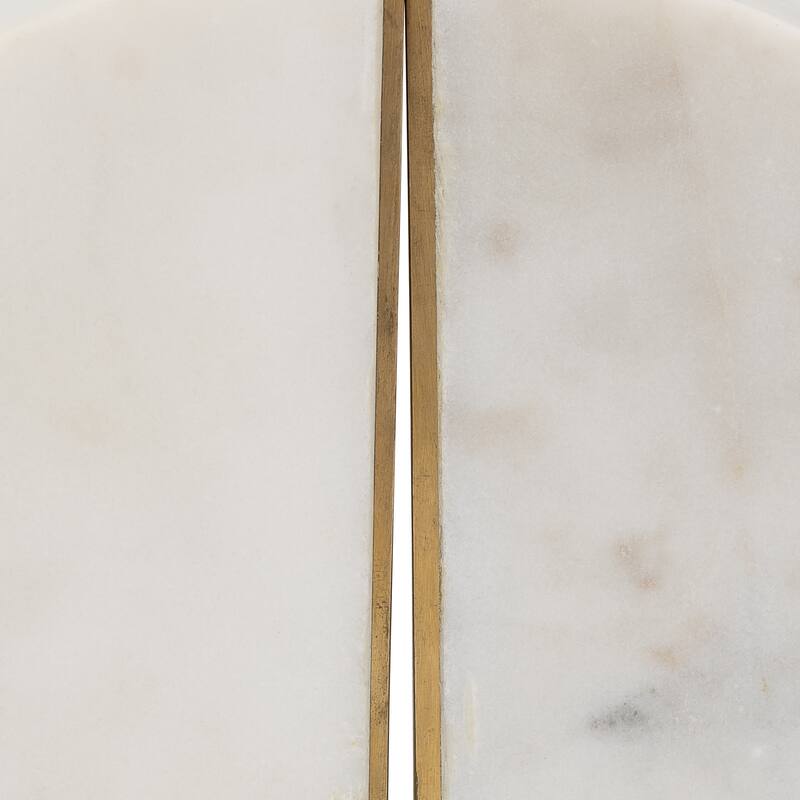 Set of Two Bookends 8" Set of White Marble Decorative Pie Bookends For Home or Office Gifts for Book - 4" x 2" x 5"