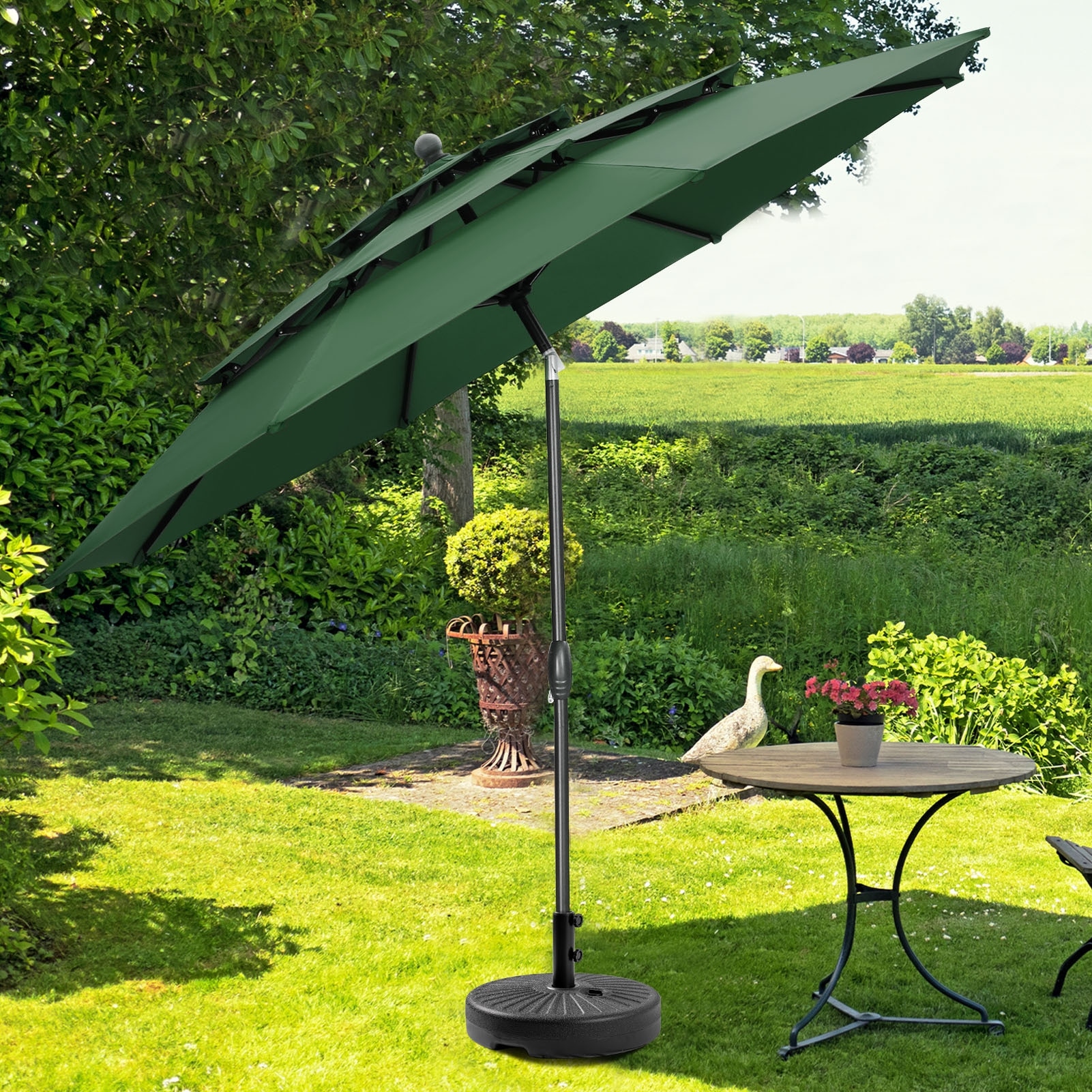 10 ft sunbrella patio umbrella Best Choice Products 10ft Outdoor Umbrella, Outdoor Table Umbrella, Yard Umbrella, Market with 6 Sturdy Ribs, Push Button, Tilt and Crank allowing air to escape freely and preventing the umbrella from inverting during windy days Treasure Garden 10 Foot Square