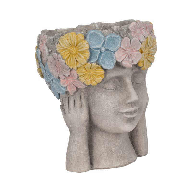 Unique Bust Style Resin Planter or Flower Pot with Crown Detail