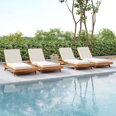 Christopher Knight Home- Michael Thompson Outdoor Acacia Chaise Lounge Set of 4