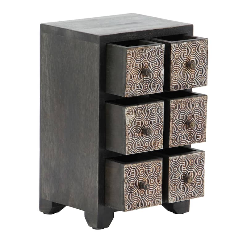 Rustic 10 x 6 Inch Rectangular 6-Drawer Jewelry Chest by Studio 350