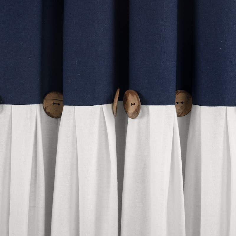 Lush Decor Linen Button 100 Percent Lined Blackout Window Curtain Panel Single