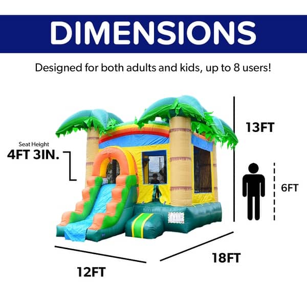 HeroKiddo Tropical Breeze Commercial Grade Inflatable Bounce House & Water Slide Combo for Kids - No Blower Included, Outdoor